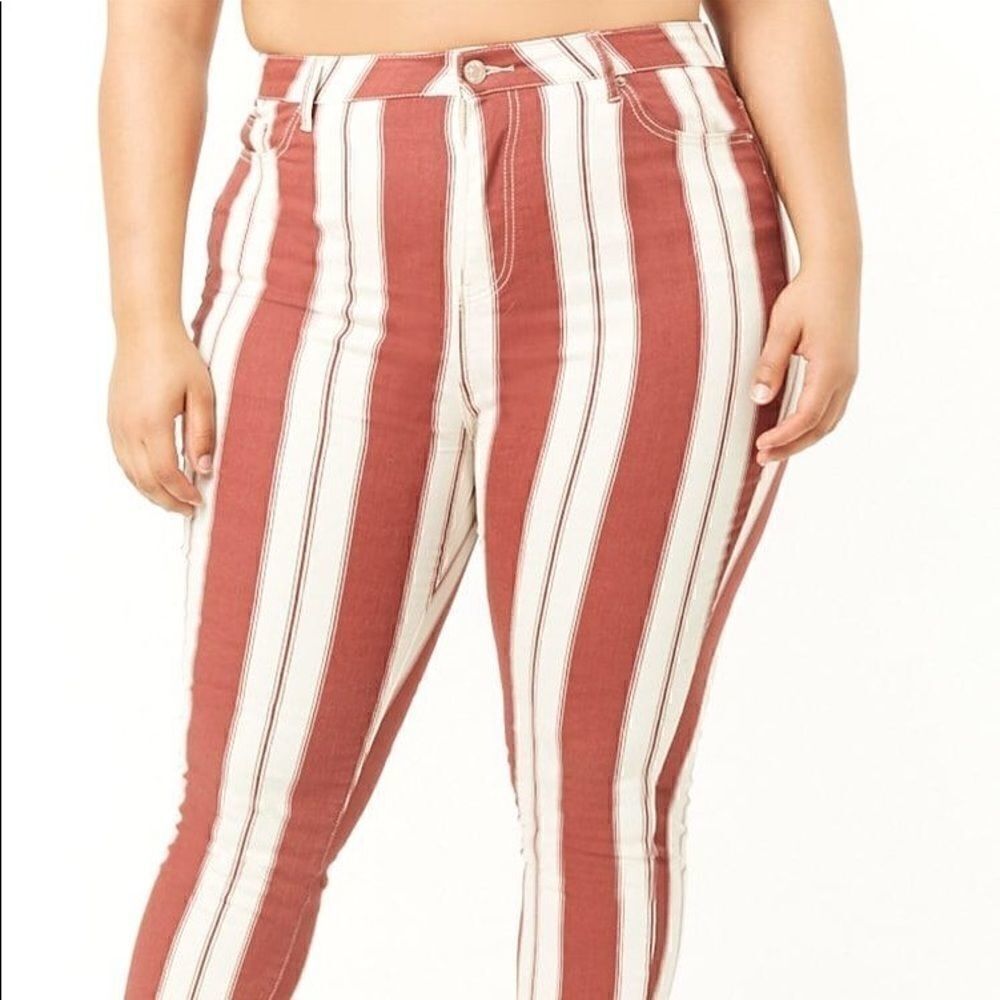 Forever 21 Plus Size Striped High Rise Jeans - Picture 2 of 2